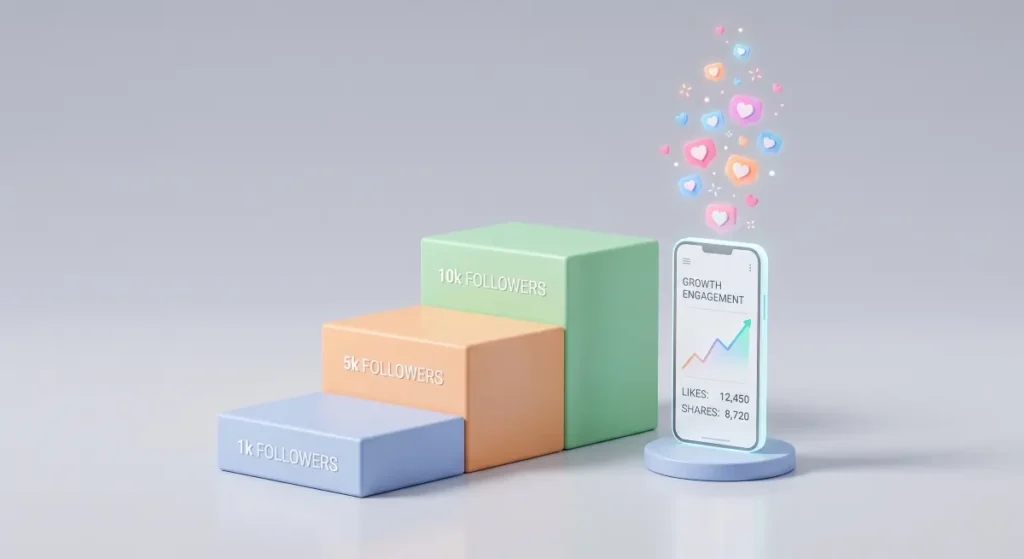 An infographic illustration breaking down follower tiers and engagement rates required to monetize Instagram Reels